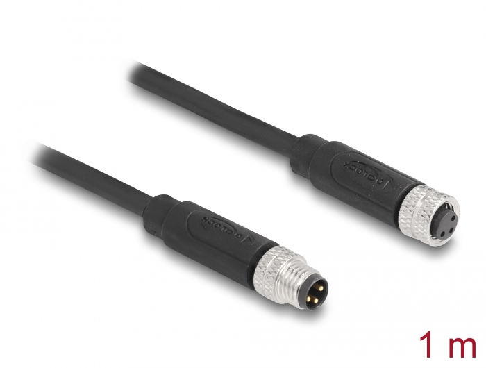 Delock M8 A-kodiert 3 Pin Kabel Stecker zu Buchse PUR (TPU) 1 m #1 