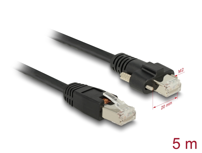 Delock GigE Kamera Kabel RJ45 Stecker zu RJ45 Stecker mit Schrauben Cat.6 S/FTP 5 m #1 