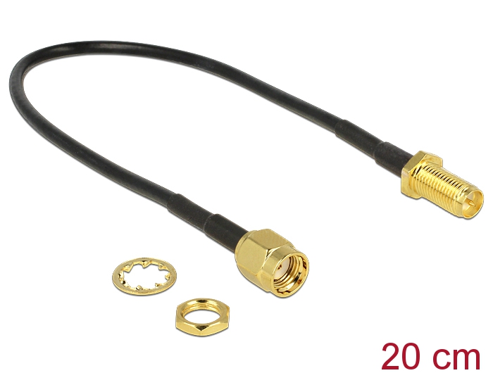 Delock Antennenkabel RP-SMA Stecker > RP-SMA Buchse zum Einbau 200 mm #2 