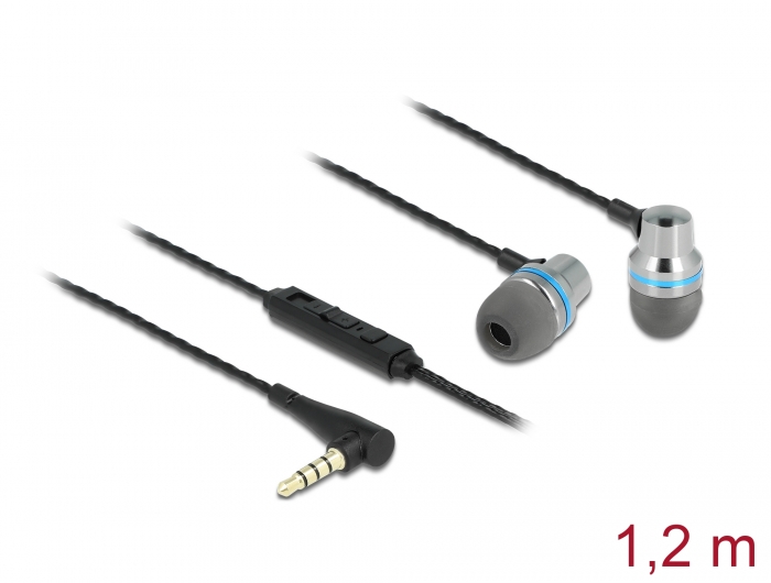 Delock In-Ear Kopfhörer mit 4 Pin 3,5 mm Klinkenstecker, Mikrofon und Lautstärkeregler + Quick-Mute Funktion für Smartphones und Tablets #1 