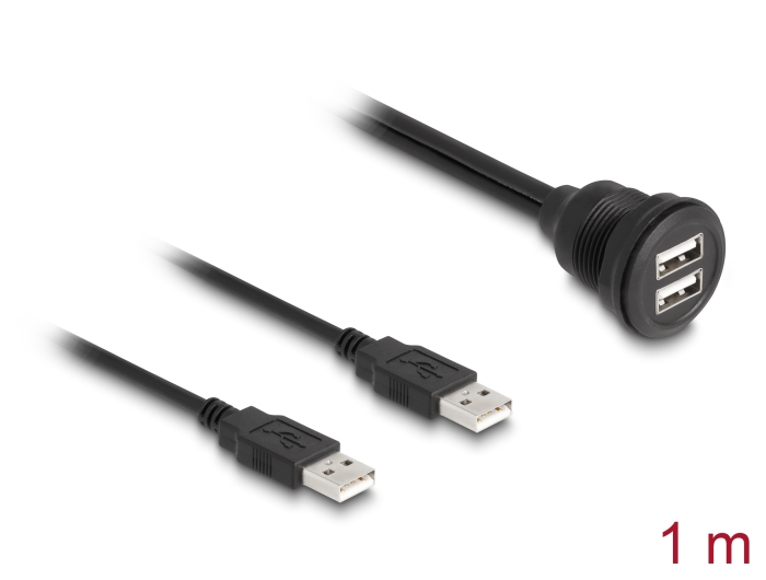 Delock USB 2.0 Kabel 2 x USB Typ-A Stecker zu 2 x USB Typ-A Buchse zum Einbau 1 m schwarz #1 