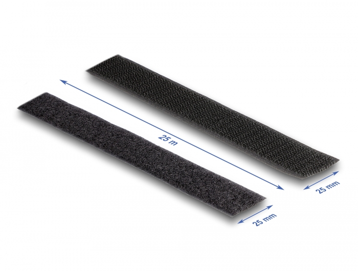 Delock Strapazierfähiges Klettband mit Haft- und Flauschband L 25 m x B 25 mm schwarz #2 