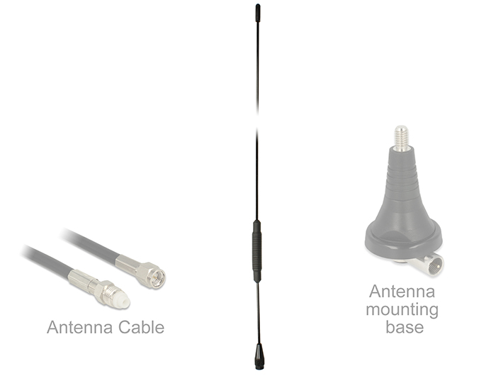 Delock TETRA BOS Antenne 380 - 410 MHz M6 Innengewinde 2,5 dBi 51,8 cm omnidirektional starr Schraubmontage outdoor schwarz #3 