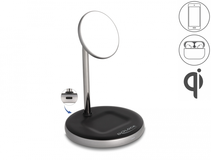 Delock Wireless Charger 2 in 1 mit 5 W / 7,5 W / 10 W / 15 W - Qi #1 