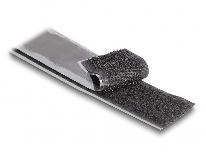 Delock Strapazierfähiges Klettband selbstklebend mit Haft- und Flauschband L 25 m x B 25 mm schwarz #5 