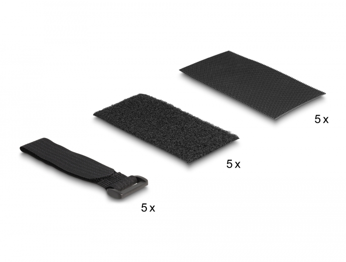 Delock Klettpad selbstklebend mit Klett-Kabelbinder Set 10 Stück schwarz #1 