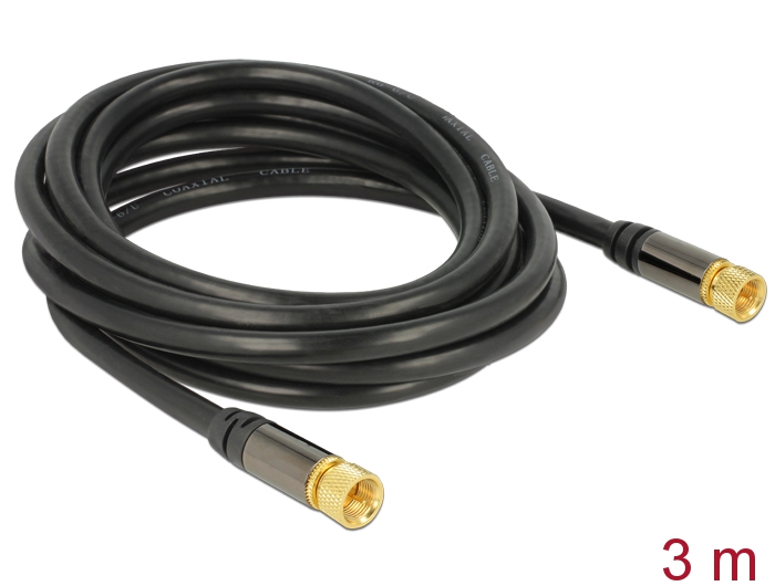 Delock Antennenkabel F Stecker > F Stecker RG-6/U 3 m schwarz #1 