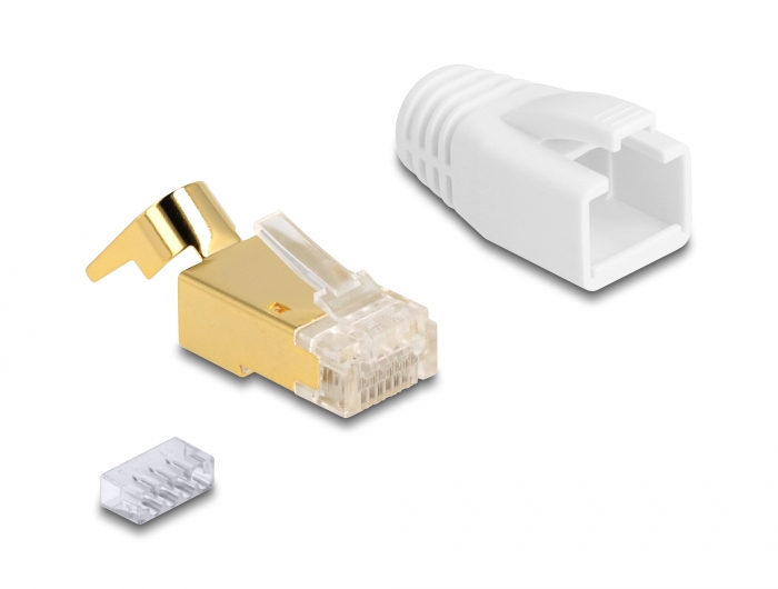 Delock RJ45 Modularer Stecker mit Zugentlastung und Knickschutztülle für Cat.7 Rundkabel 25er Set #3 