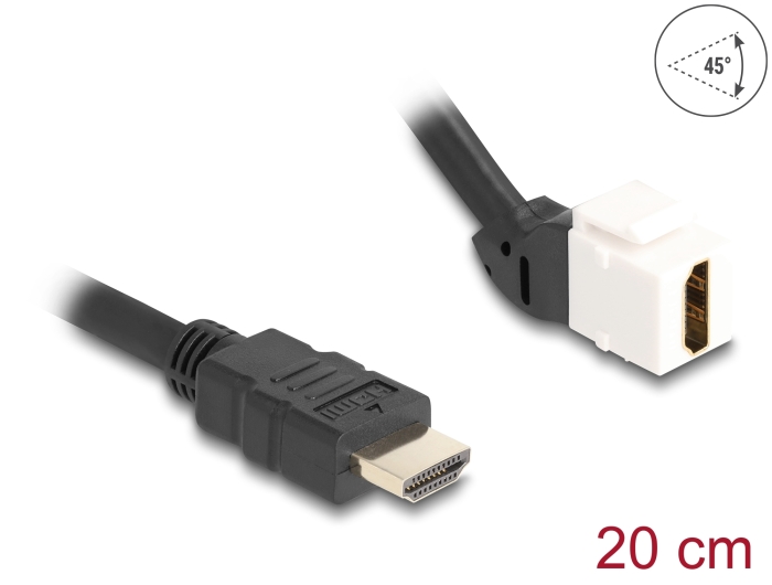 Delock Keystone Modul Kabel HDMI Stecker zu Buchse 45° gewinkelt 8K 60 Hz 20 cm schwarz #1 