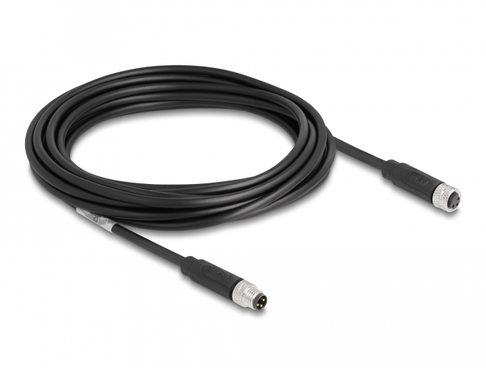 Delock M8 A-kodiert 3 Pin Kabel Stecker zu Buchse PUR (TPU) 5 m #2 