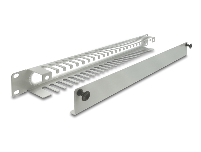 Delock 19″ 1 HE Kabelmanagement Rangierpanel mit Öffnung und Kantenschutz grau #3 