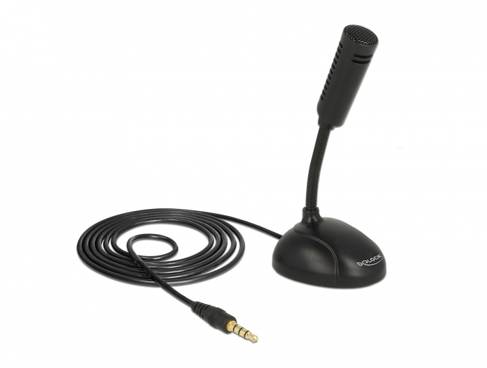 Delock Kondensator Mikrofon Omnidirektional für Smartphone / Tablet mit Schwanenhals 3,5 mm 4 Pin Klinkenstecker + 3,5 mm Klinkenbuchse #1 