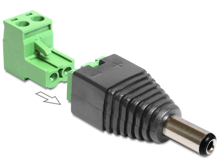 Delock Adapter DC 5,5 x 2,5 mm Stecker > Terminalblock 2 Pin 2-teilig #1 