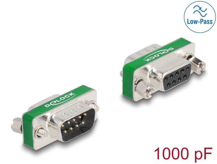 Delock HF/EMI Entstörfilter D-Sub 9 Pin Stecker zu Buchse mit Tiefpass kapazitiv #1 