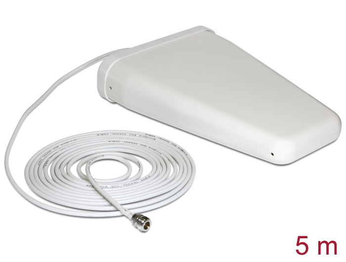 Delock LTE Band 20/1/3/7 Antenne N Buchse 8 ~ 9 dBi 5 m RG-58 direktional weiß outdoor #1 