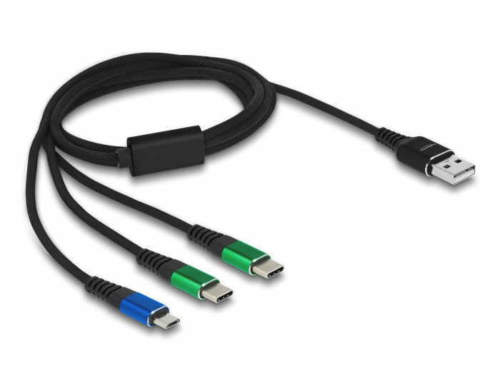 Delock USB Ladekabel 3 in 1 Typ-A zu Micro USB / 2 x USB Type-C™ 1 m #2 