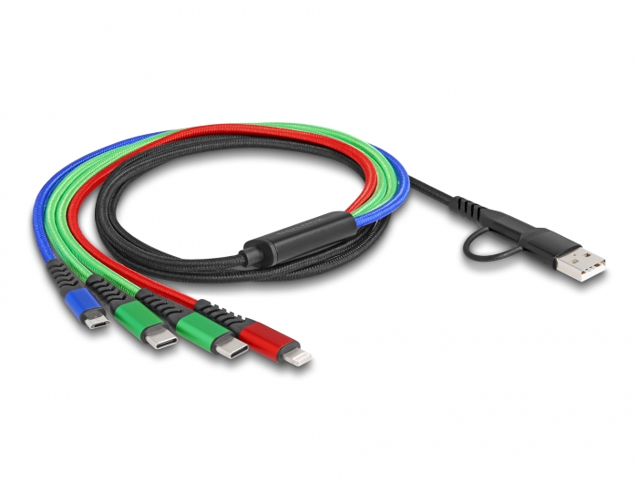 Delock USB Ladekabel 4 in 1 USB Typ-A + USB-C™ zu Lightning™ / Micro USB / 2 x USB Type-C™ 1,20 m #2 