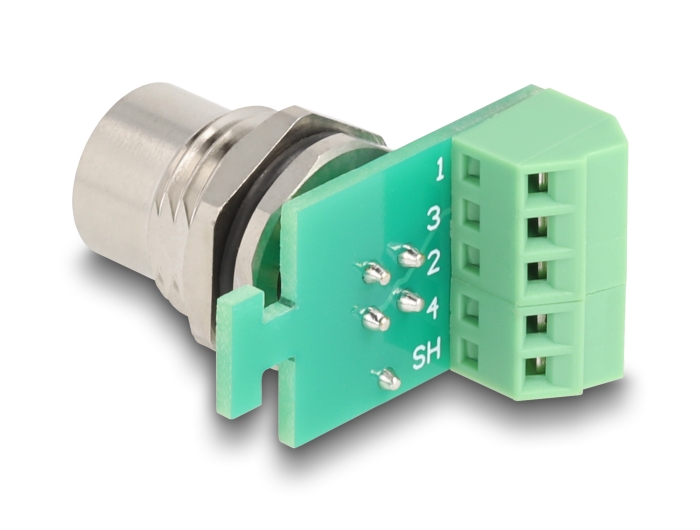 Delock M12 Übergabemodul Adapter A-kodiert 4 Pin Buchse zu 5 Pin Terminalblock zum Einbau #2 