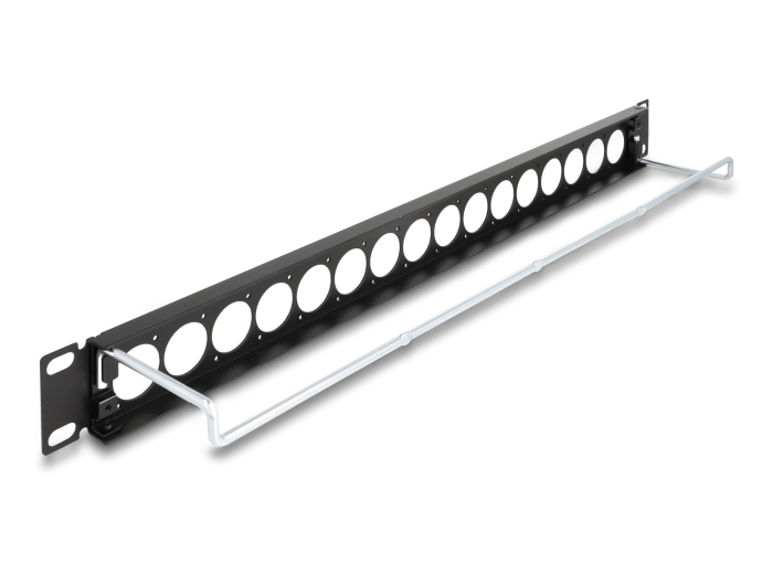 Delock 19″ D-Typ Patchpanel mit Entlastungsschiene 16 Port 1 HE schwarz #2 