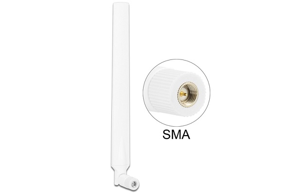 Delock LTE Antenne SMA Stecker 0 - 4 dBi omnidirektional drehbar mit Kippgelenk weiß #12 