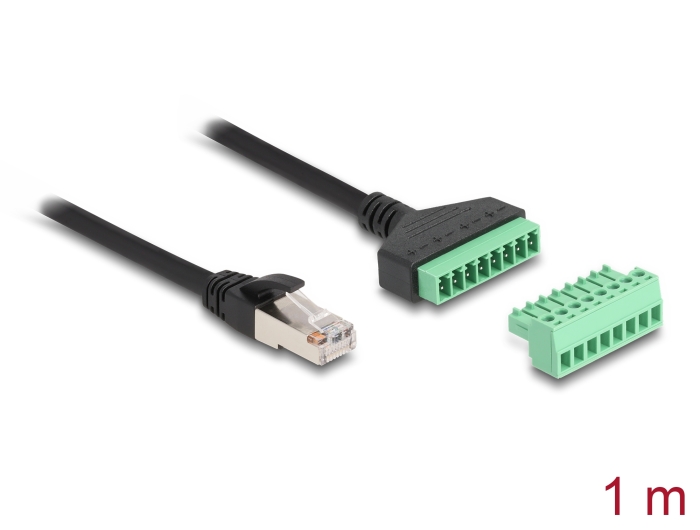Delock RJ45 Kabel Cat.6 Stecker zu Terminalblock Adapter 1 m 2-teilig #1 