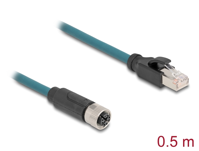 Delock M12 Adapterkabel X-kodiert 8 Pin Buchse zu RJ45 Stecker 50 cm #1 