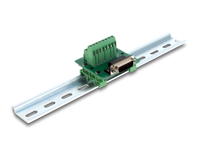 Delock D-Sub 15 Pin Stecker zu Terminalblock für Hutschiene #1 