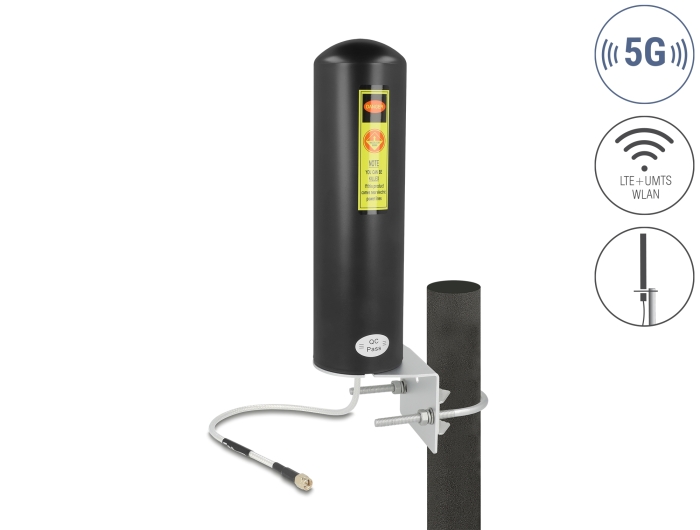Delock 5G LTE Antenne SMA Stecker 3 - 5 dBi starr omnidirektional Wand- und Mastmontage outdoor schwarz #1 