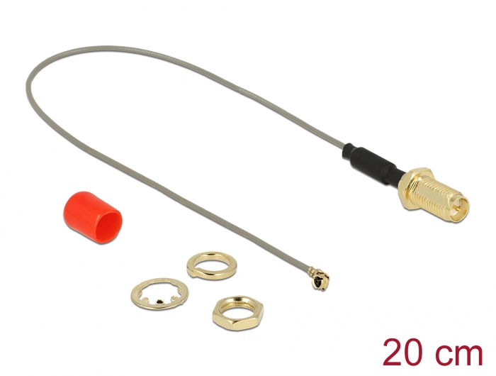 Delock Antennenkabel RP-SMA Buchse zum Einbau Ferritkern zu I-PEX Inc., MHF® I Stecker 1.13 20 cm Gewindelänge 10 mm #1 