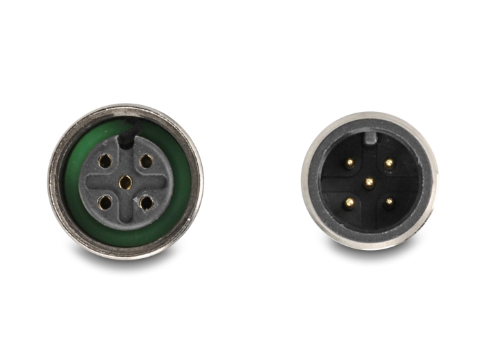 Delock D-Sub 9 Buchse zu M12 Stecker und Buchse A-kodiert 5 Pin CAN Bus Verteiler 180° blau #3 