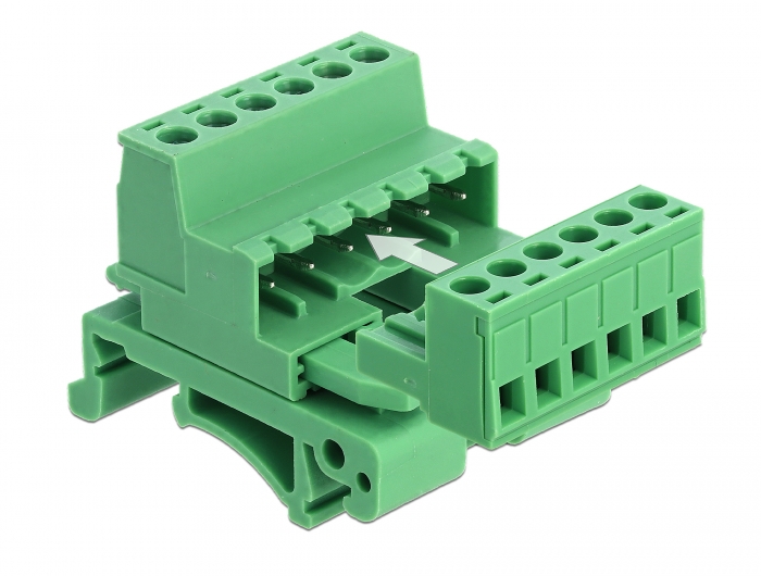 Delock Terminalblock Set für Hutschienen 6 Pin mit Rastermaß 5,08 mm gewinkelt #2 