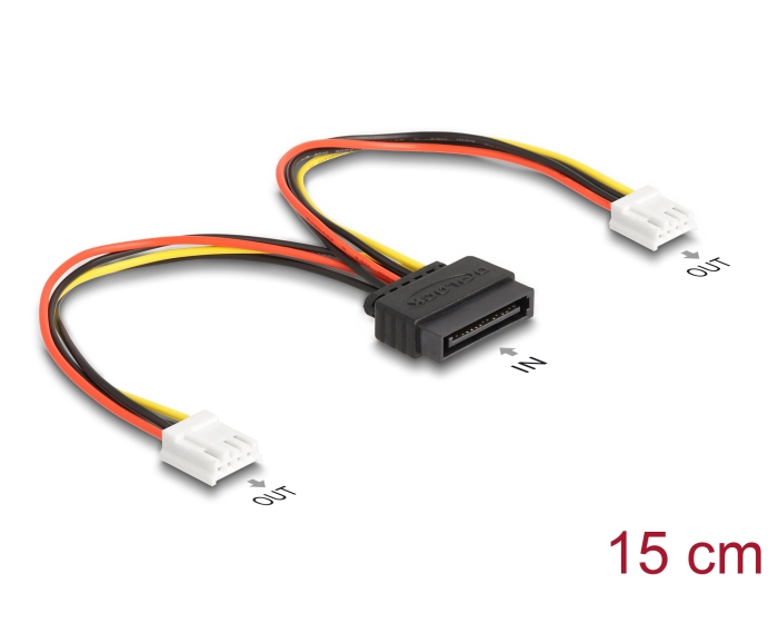 Delock SATA Stromkabel 15 Pin Stecker zu 2 x Floppy 4 Pin Buchse 15 cm #1 