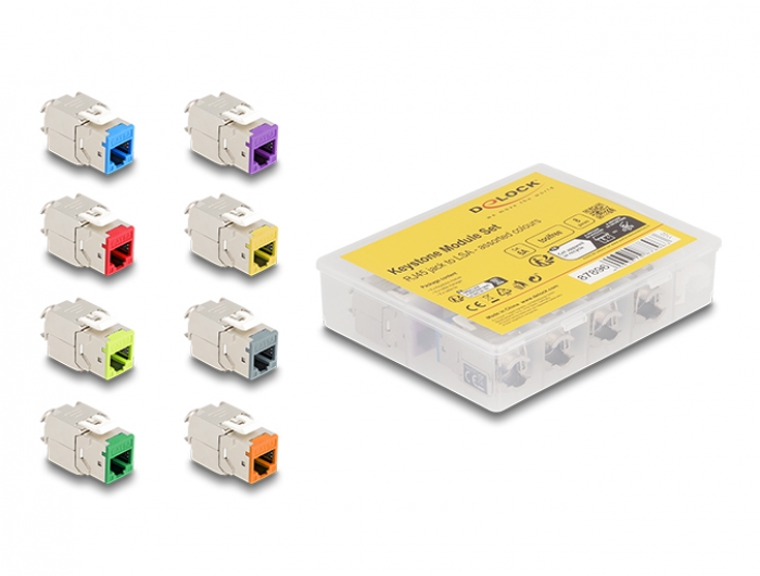 Delock Keystone Modul RJ45 Buchse zu LSA Cat.6A werkzeugfrei farbig Set 8 Stück #1 