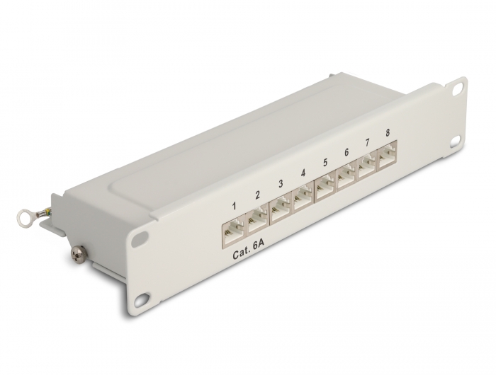 Delock 10″ Patchpanel 8 Port Cat.6A 1 HE grau #1 