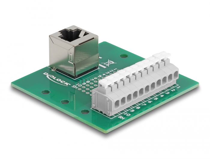 Delock RJ50 Buchse zu Terminalblock mit Drucktaster für Hutschiene gewinkelt #2 