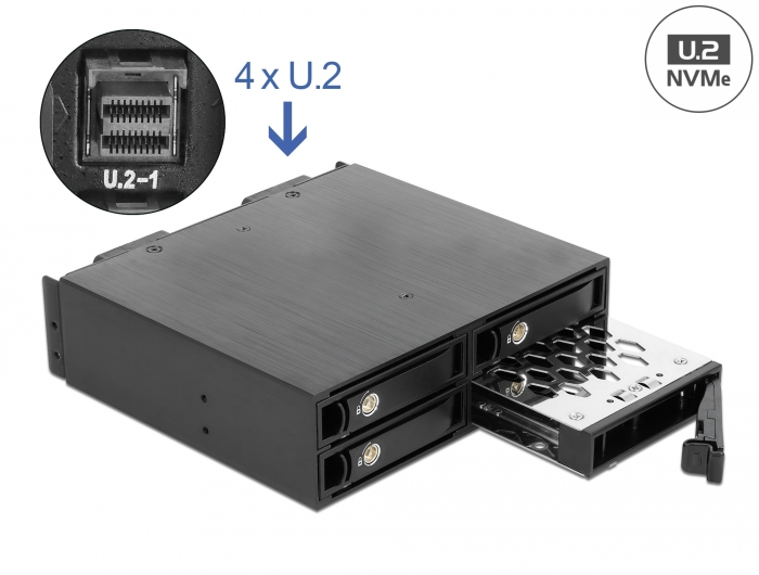 Delock 5.25″ Wechselrahmen für 4 x 2.5″ U.2 NVMe SSD mit abschließbaren Trays #1 