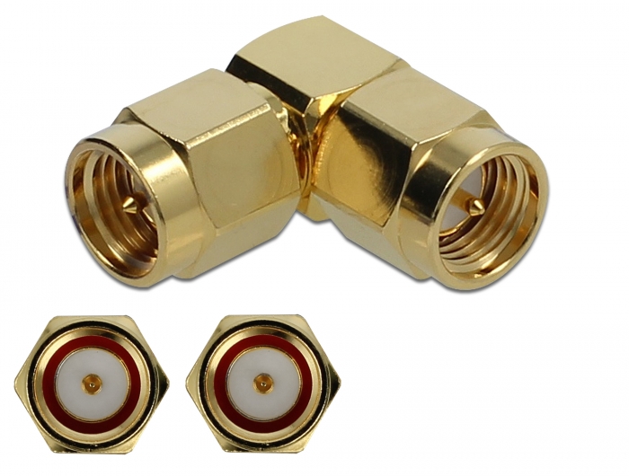 Delock Adapter SMA Stecker zu SMA Stecker 90° 10 GHz #1 