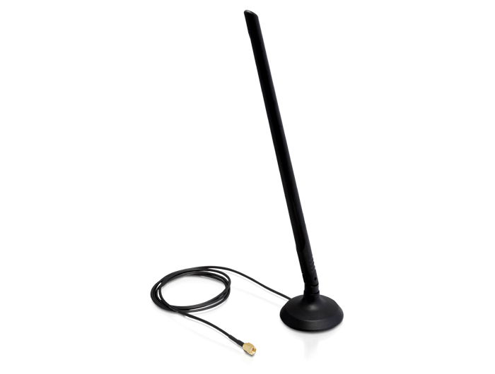 Delock WLAN 802.11 b/g/n Antenne RP-SMA 6,5 dBi omnidirektional Gelenk mit magnetischem Standfuß #2 