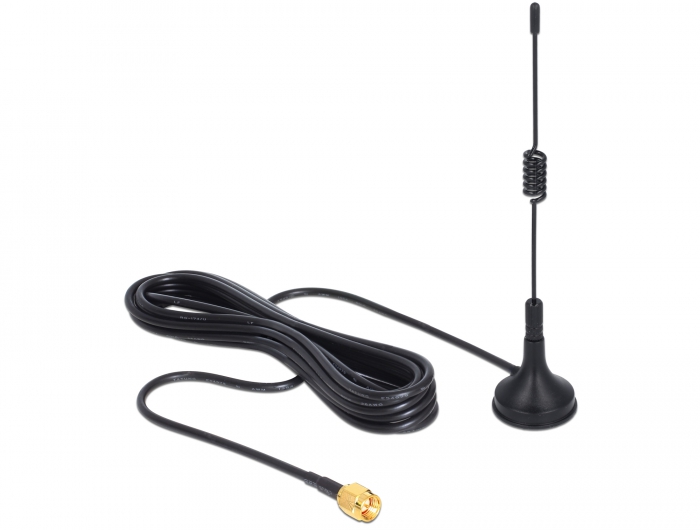 Delock ISM 433 MHz Antenne SMA 3 dBi omnidirektional starr mit magnetischem Standfuß schwarz #1 
