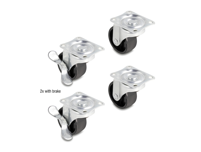 Delock Lenkrolle Ø 50 mm Tragkraft bis 90 kg Set 2 x 2 Stück #1 