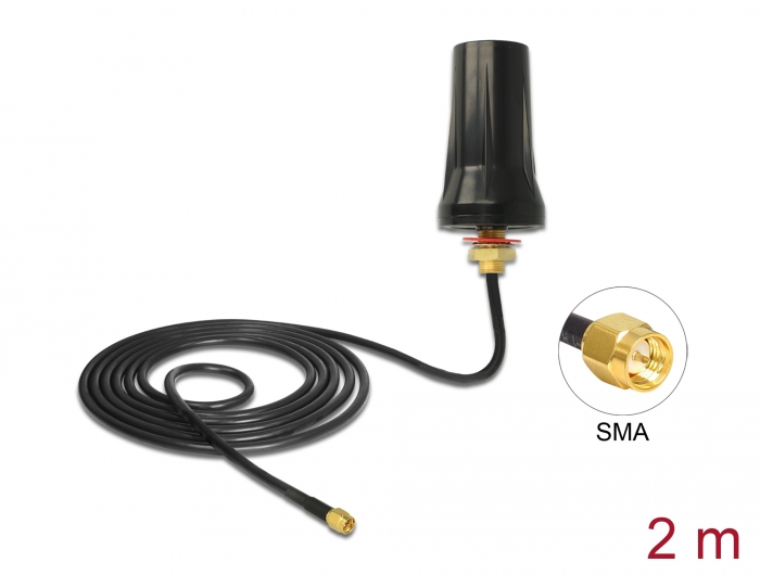 Delock ISM 433 MHz Antenne SMA Stecker 2 dBi omnidirektional schwarz Dachmontage outdoor #1 