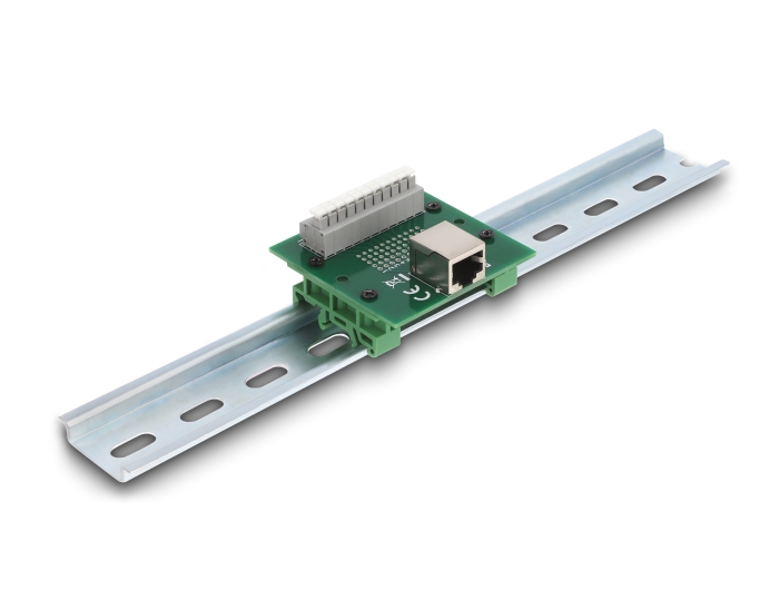 Delock RJ50 Buchse zu Terminalblock mit Drucktaster für Hutschiene #1 