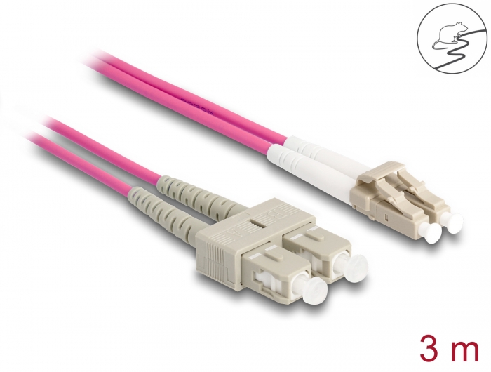 Delock LWL Kabel mit Metallarmierung LC Duplex zu SC Duplex Multimode OM4 3 m #1 