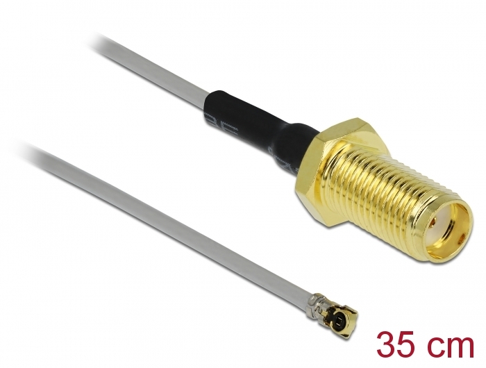 Delock Antennenkabel SMA Buchse zum Einbau zu I-PEX Inc., MHF® 4 Stecker 0.81 35 cm Gewindelänge 10 mm #1 