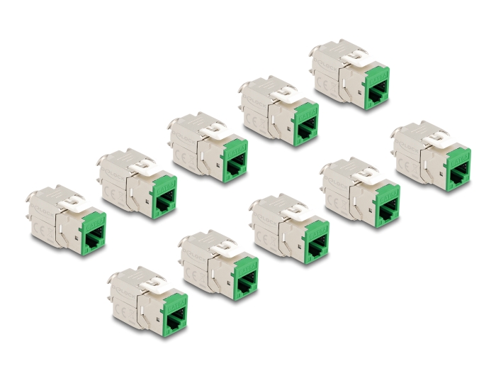 Delock Keystone Modul RJ45 Buchse zu LSA Cat.6A werkzeugfrei grün Set 10 Stück #1 
