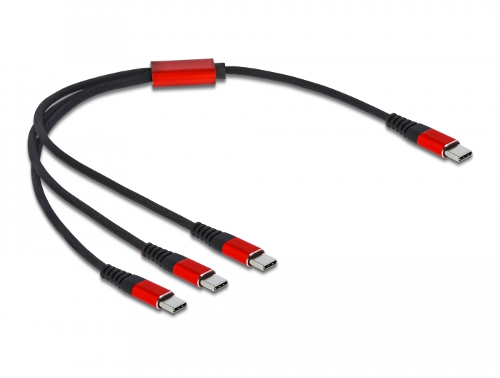 Delock USB Ladekabel 3 in 1 USB Type-C™ zu 3 x USB Type-C™ 30 cm schwarz / rot #2 