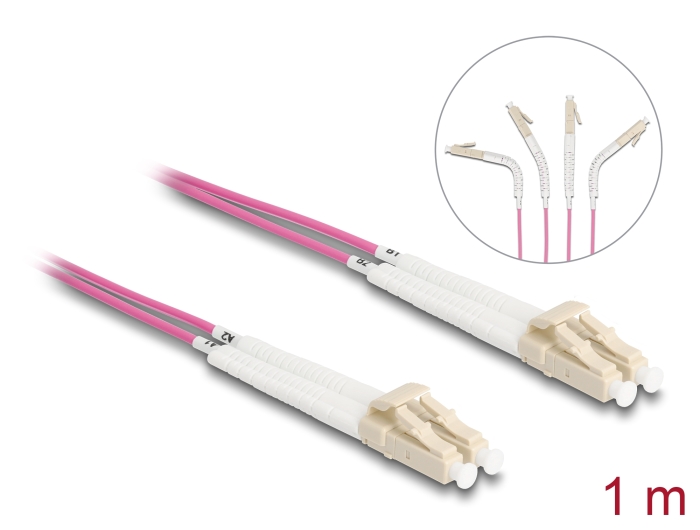 Delock LWL Kabel LC Duplex zu LC Duplex Multimode OM4 winkelbar 1 m #1 