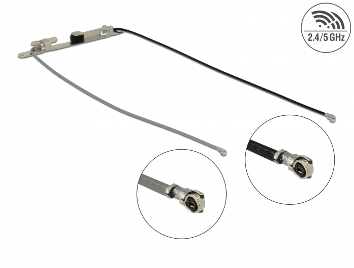 Delock WLAN Doppelantenne 2 x I-PEX Inc., MHF® 4L Stecker 802.11 ac/a/h/b/g/n 1,12 - 3,18 dBi 1.13 36 cm intern Schraubmontage oder Klebemontage #1 