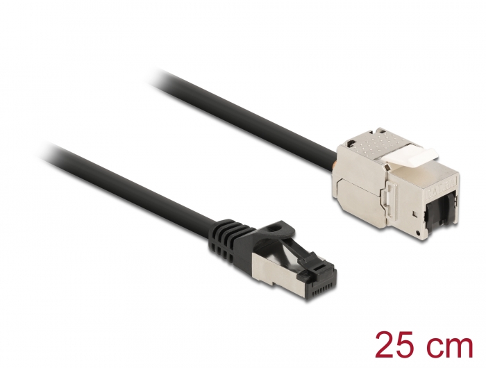 Delock Kabel RJ45 Stecker zu Keystone Modul RJ45 Buchse Cat.6A 25 cm schwarz #1 
