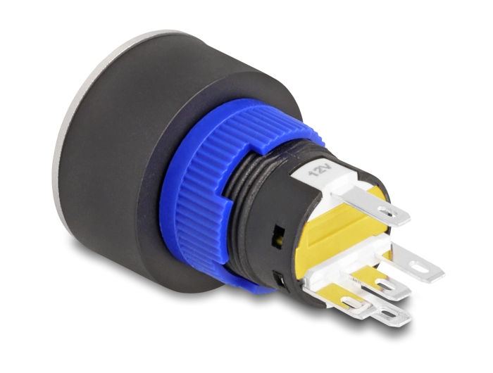 Delock Drucktaster vorstehend zum Einbau 22 mm 5 x Lötanschluss Taster flach Plastik LED gelb #2 